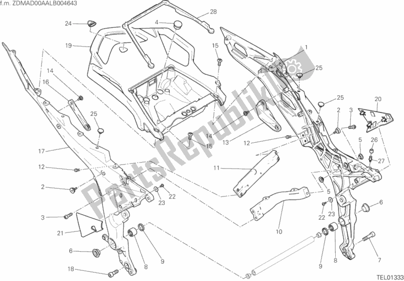 Todas as partes de 027 - Comp. Do Quadro Traseiro do Ducati Multistrada 950 S Touring 2020